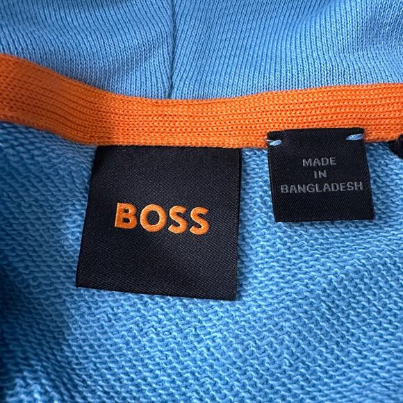 Hugo Boss Wetalk Hoodie Men’s Large Aqua Blue 100% Cotton Drawstring Pullover - Picture 6 of 12